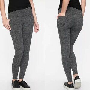 Athleta Women's Gray Herringbone Metro High Waisted Pockets Leggings Size Small